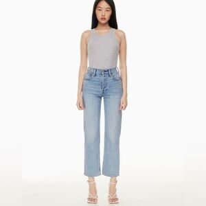 Aritzia Denim Forum The Arlo High Rise Straight 28L | Size 25 Light Wash